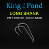 long shank, long shank hooks, hooks, korda curve, esp hooks, king of the pond, ronnie rig, spinner rig, sharp hooks, carp hooks